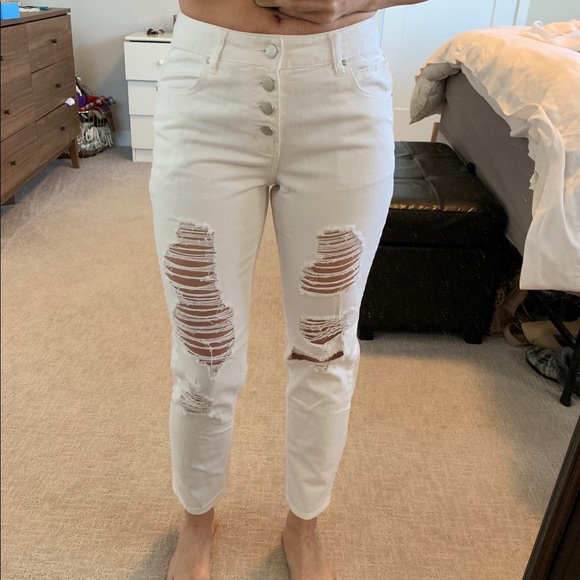 Distressed White Jeans - Picture 1 of 5